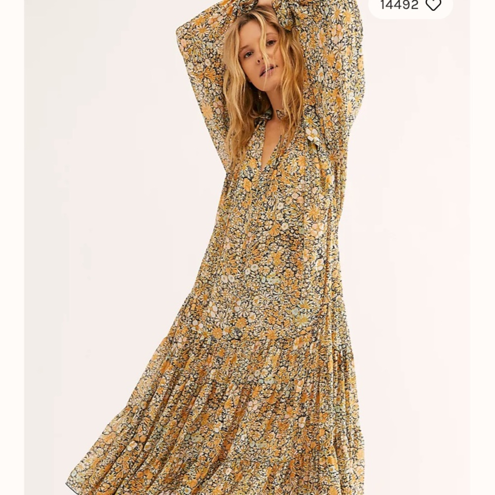 Free People Floral Maxi Dress - Yellow and Black